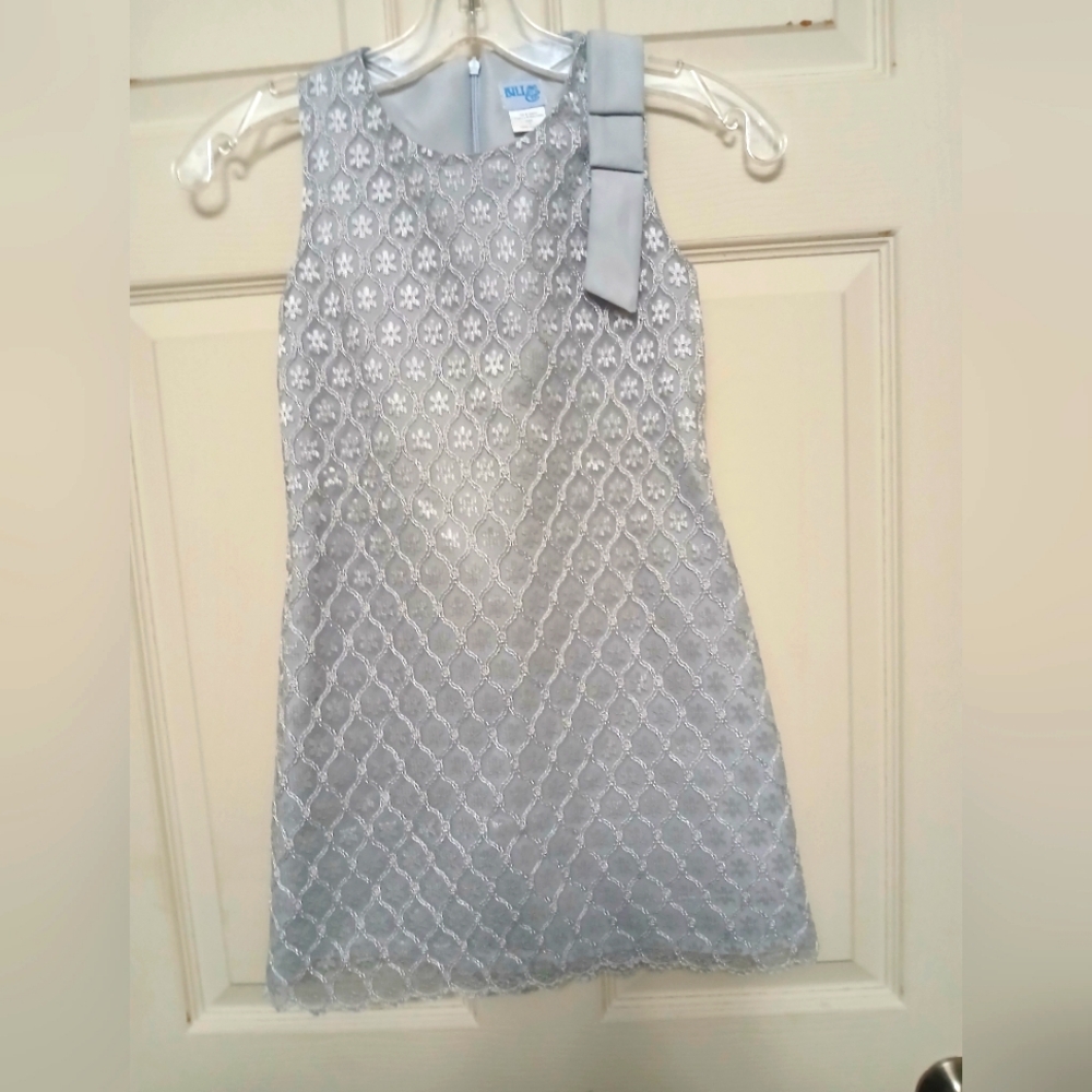 LULI & Me Jaquard Party Dress Gray Sequin Sheath Dress Size 10